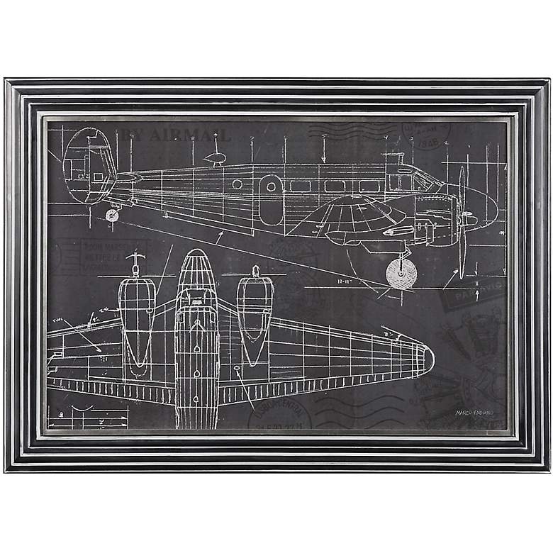 Image 1 Uttermost Plane Blueprint 42 3/4 inch Wide Framed Wall Art