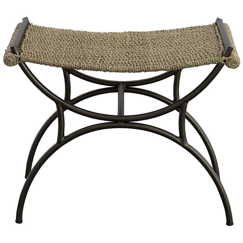 Image 1 Uttermost Playa 21.25 inch H Gunmetal and Natural Seagrass Small Bench