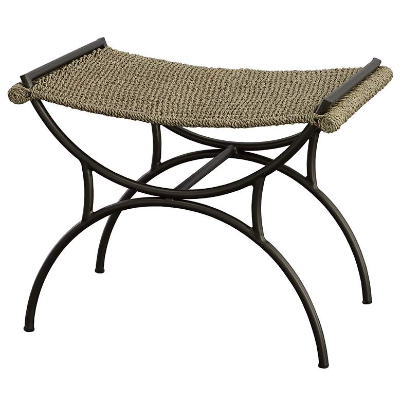 Image 3 Uttermost Playa 21.25" H Gunmetal and Natural Seagrass Small Bench more views