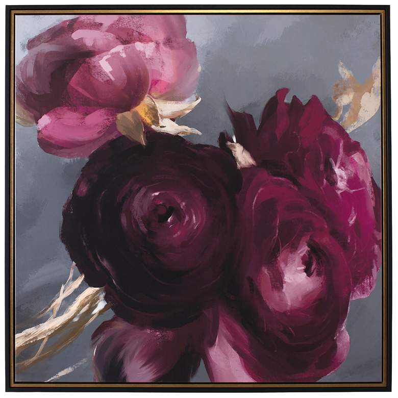 Image 2 Uttermost Plum Ranculus 50.7" Square Framed Canvas