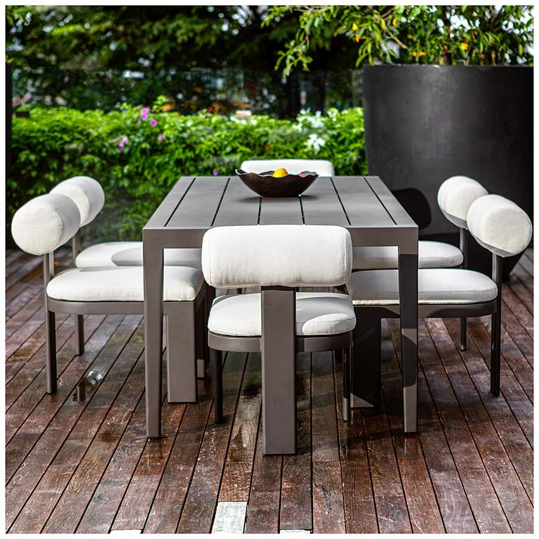 Image 6 Uttermost Polanco 92" W Java Aluminum Outdoor Dining Table more views