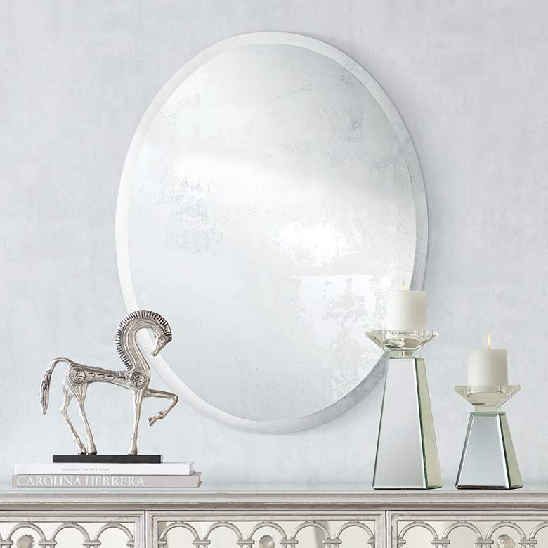 Image 1 Uttermost Polished 22 inch x 28 inch Oval Frameless Wall Mirror