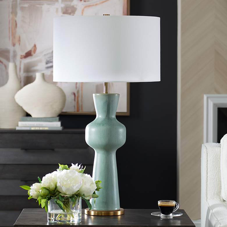 Image 1 Uttermost Pollard 29 3/4" Slate Green Ceramic Table Lamp