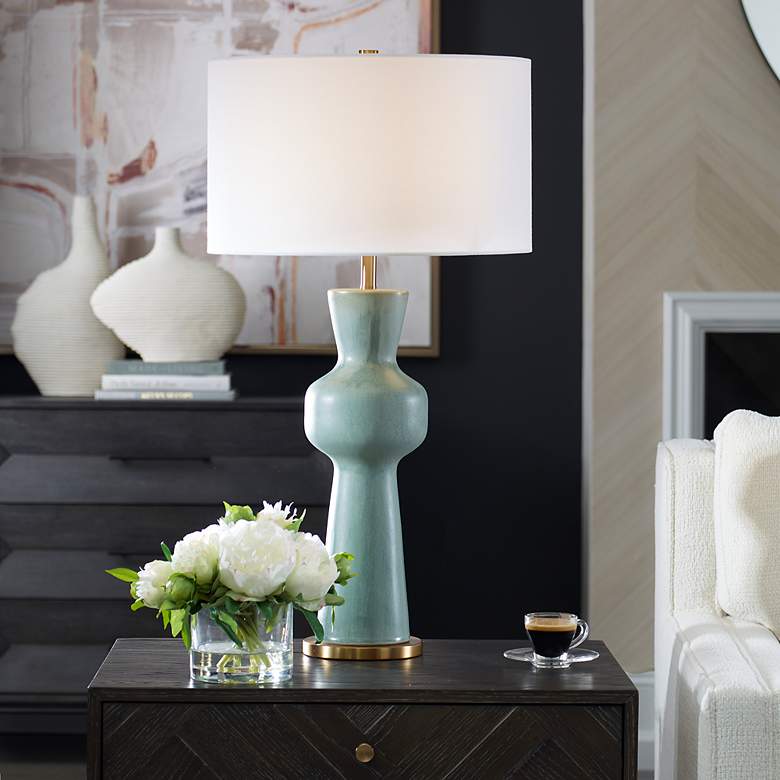 Image 3 Uttermost Pollard 29 3/4" Slate Green Ceramic Table Lamp more views