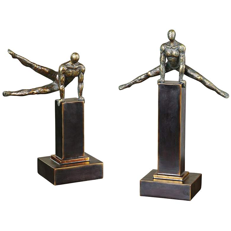 Image 1 Uttermost Pommel 2-Piece 16 inch High Athlete Statue Set