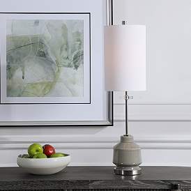 Image1 of Uttermost Porter Warm Gray Glaze Buffet Table Lamp