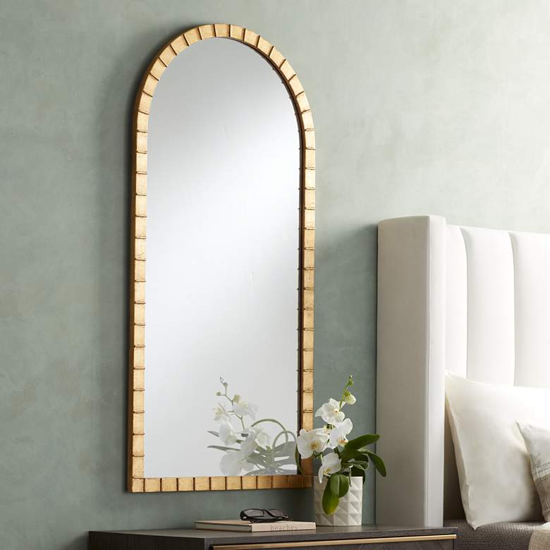 Image 1 Uttermost Portina Matte Gold 24 inch x 48 inch Arched Wall Mirror