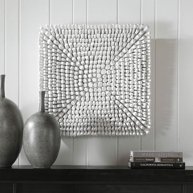 Image 1 Uttermost Portside 24" Square Matte White Wood Wall Art