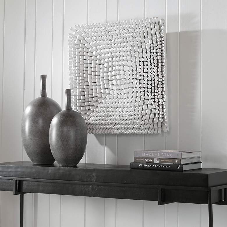 Image 3 Uttermost Portside 24" Square Matte White Wood Wall Art more views