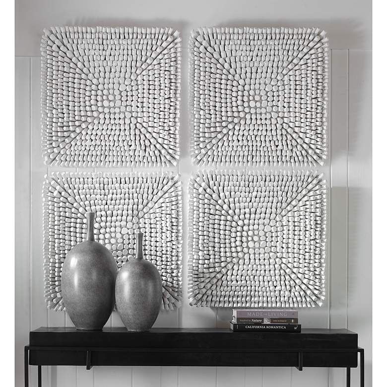 Image 4 Uttermost Portside 24" Square Matte White Wood Wall Art more views