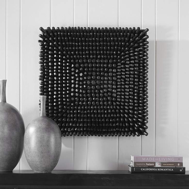 Image 1 Uttermost Portside 24" Square Satin Black Wood Wall Art