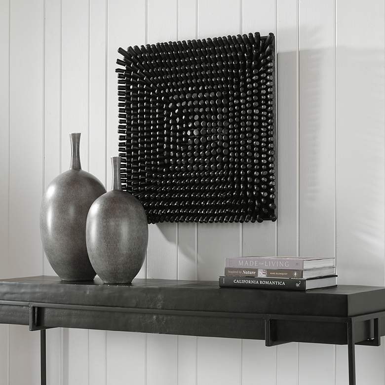 Image 4 Uttermost Portside 24" Square Satin Black Wood Wall Art more views