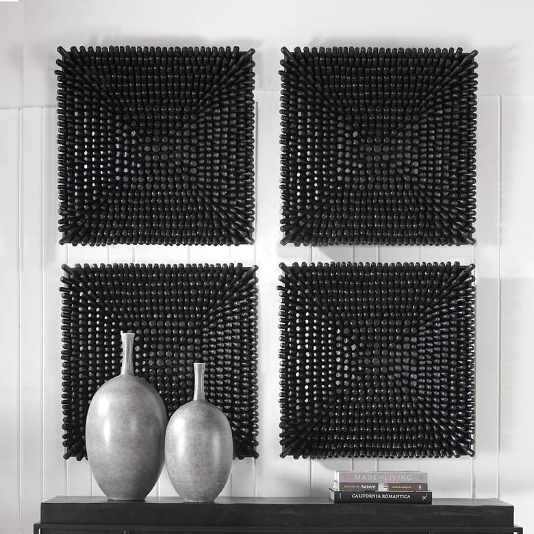 Image 5 Uttermost Portside 24" Square Satin Black Wood Wall Art more views