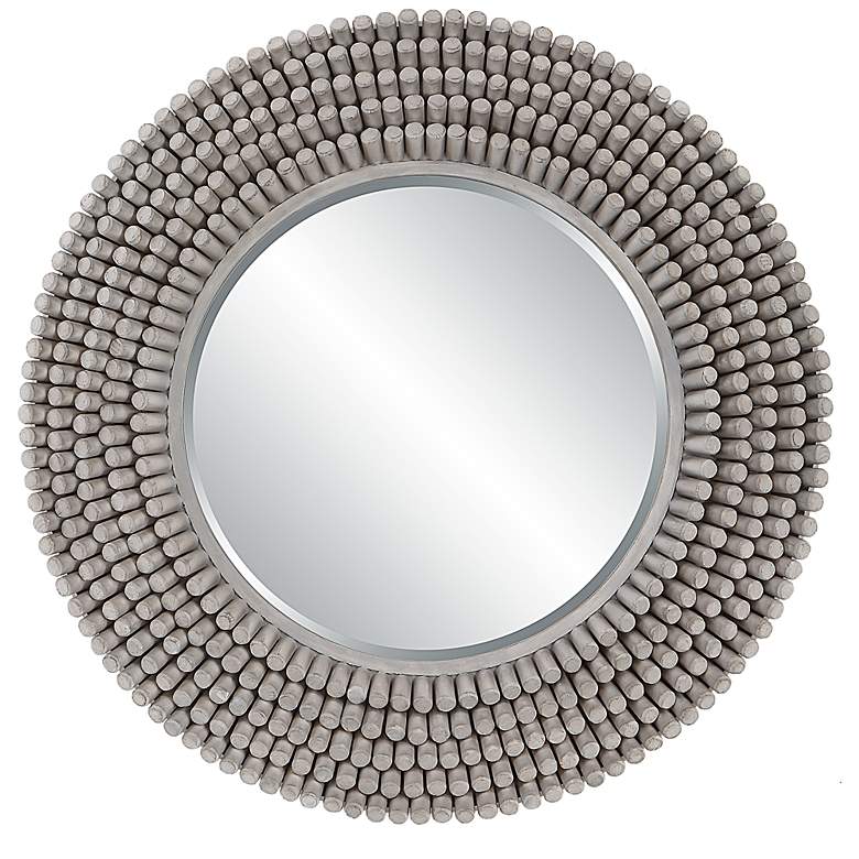 Image 2 Uttermost Portside Driftwood Gray 40" Round Wall Mirror