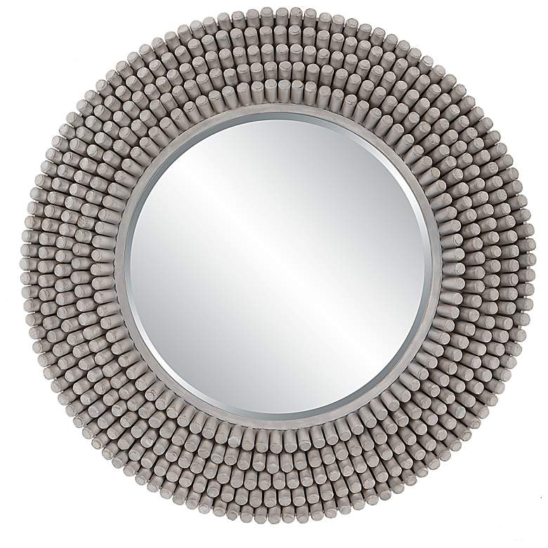 Image 2 Uttermost Portside Driftwood Gray 40" Round Wall Mirror