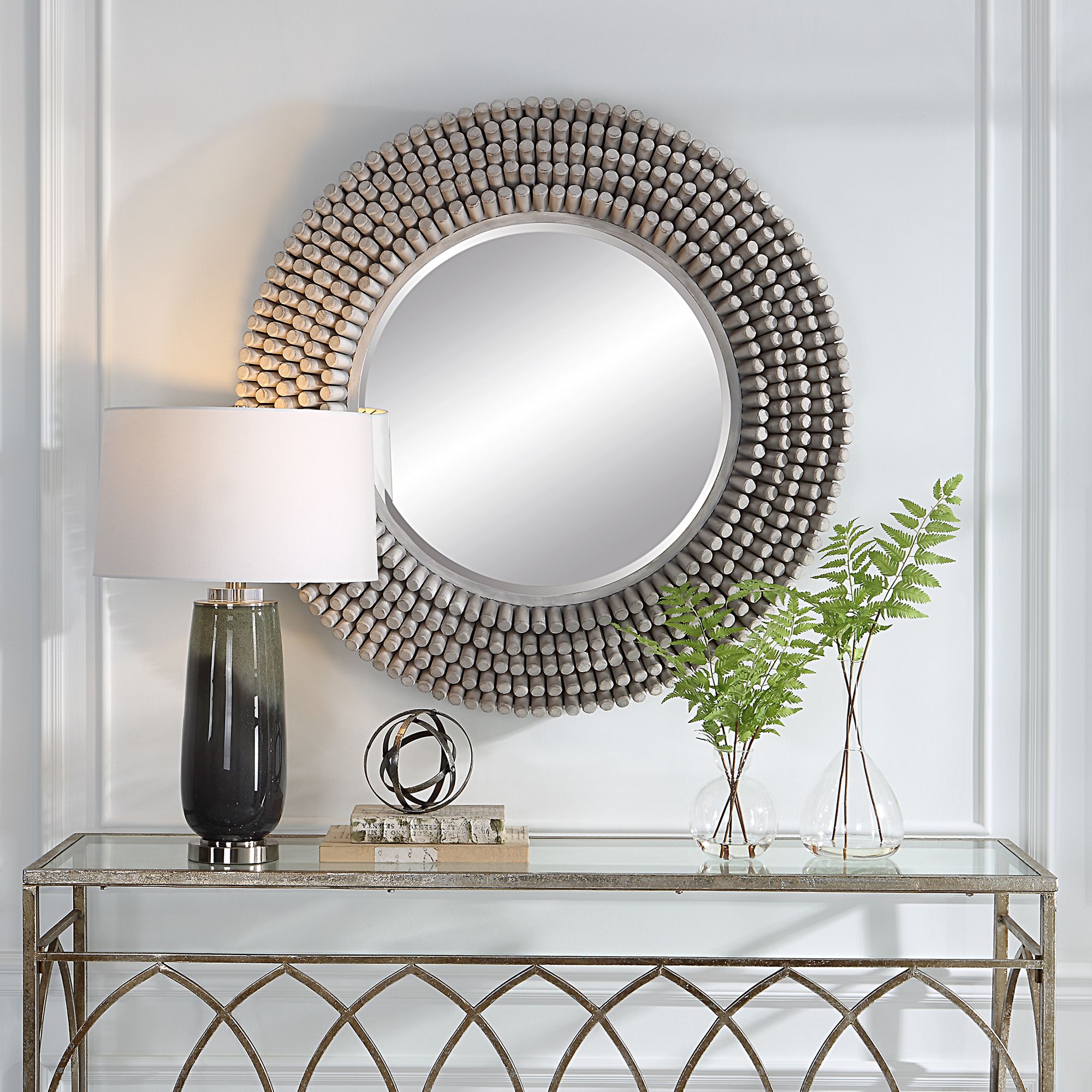 Image 7 Uttermost Portside Driftwood Gray 40" Round Wall Mirror more views