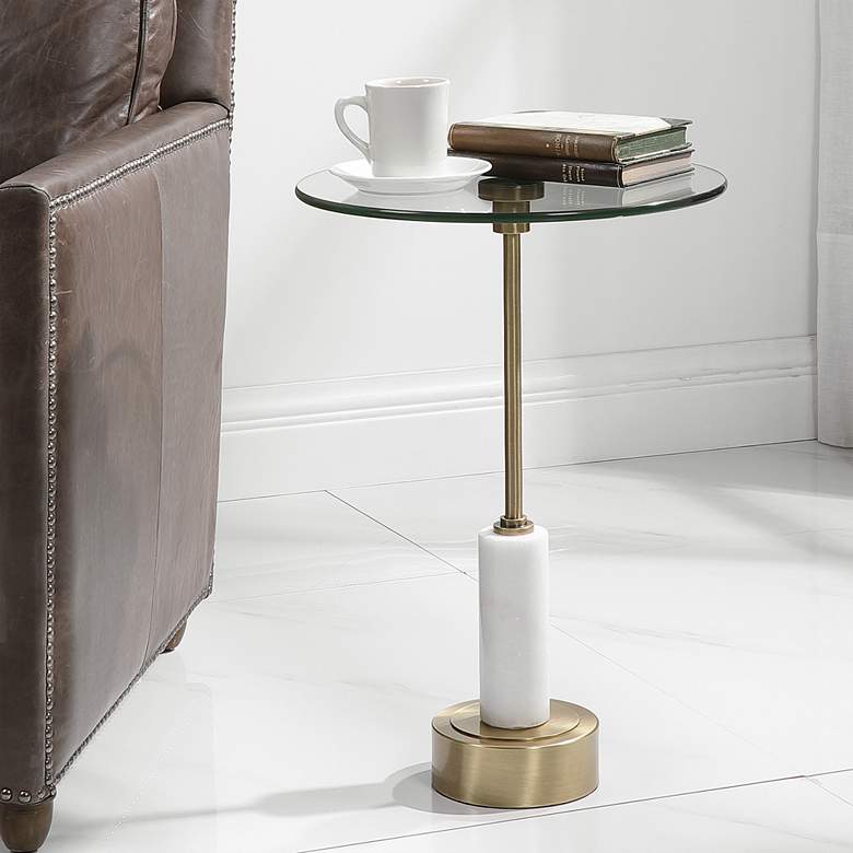 Image 2 Uttermost Portsmouth 15 3/4" Wide Brushed Brass Accent Table