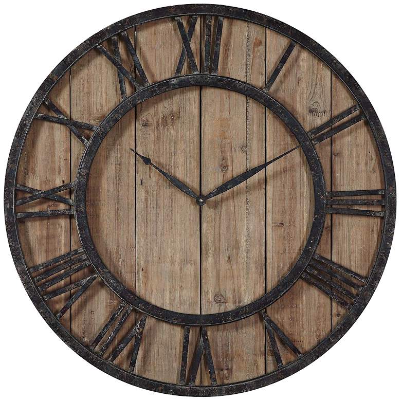 Uttermost Powell 30&quot; Round Wooden Wall Clock