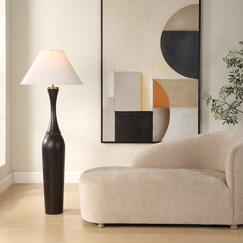 Image 1 Uttermost Pravin 64" Dark Wood Floor Lamp