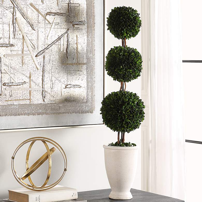 Image 1 Uttermost Preserved Boxwood 33 1/2" High Triple Topiary