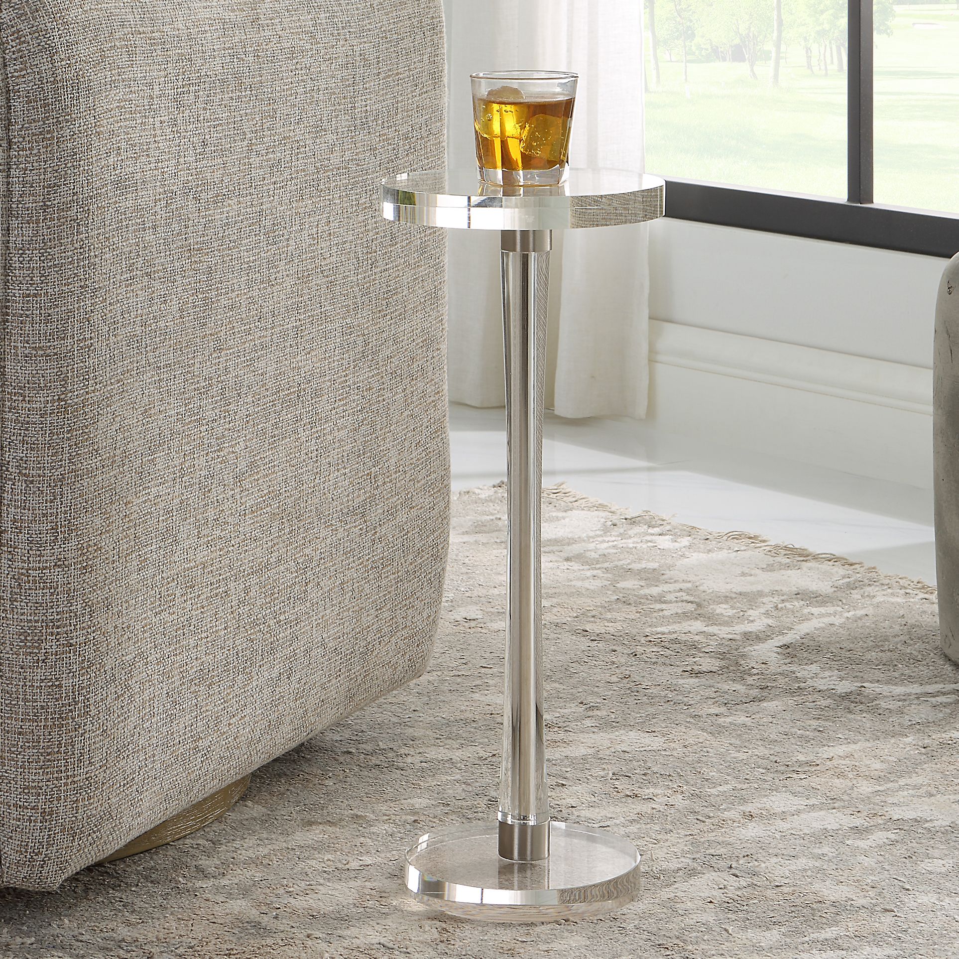 Uttermost Pria 8 3 4 Wide Crystal Round Drink Table 088G5 Lamps Plus