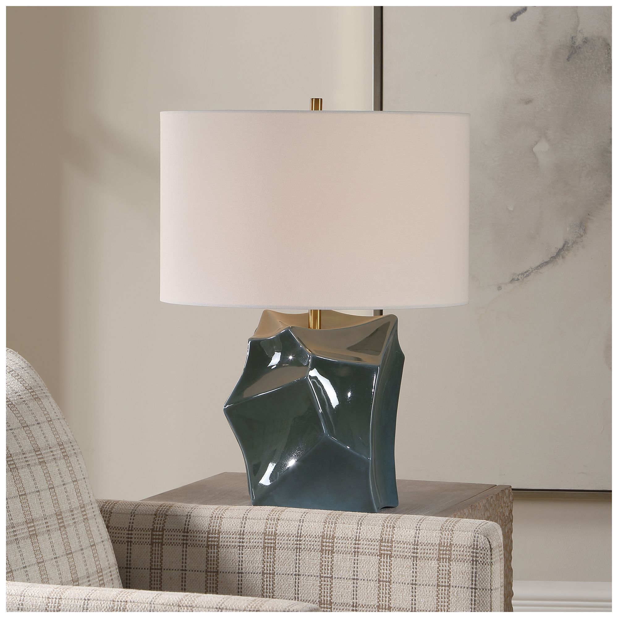 Image 3 Uttermost Prisma 24" Teal Ceramic Table Lamp more views