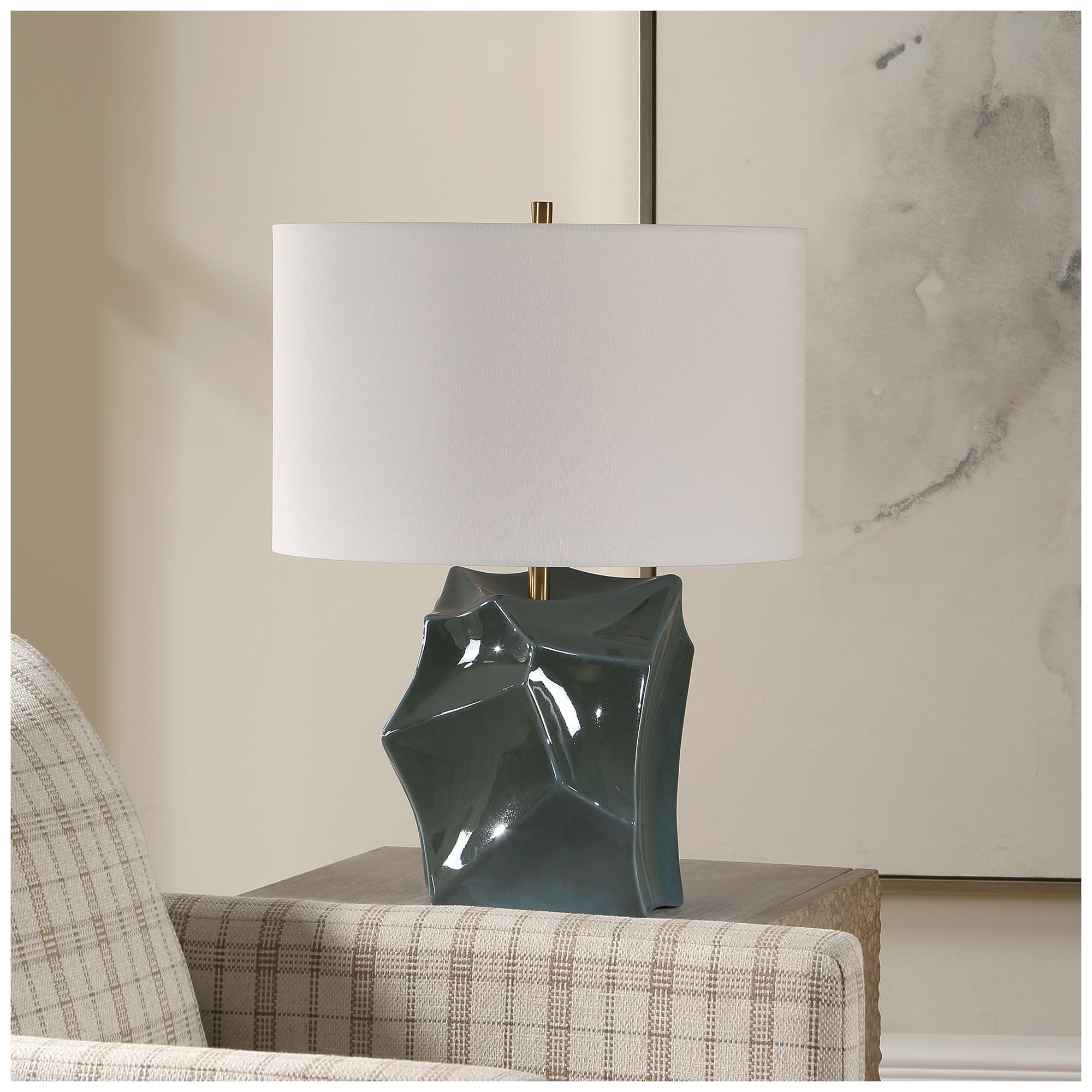 Image 4 Uttermost Prisma 24" Teal Ceramic Table Lamp more views