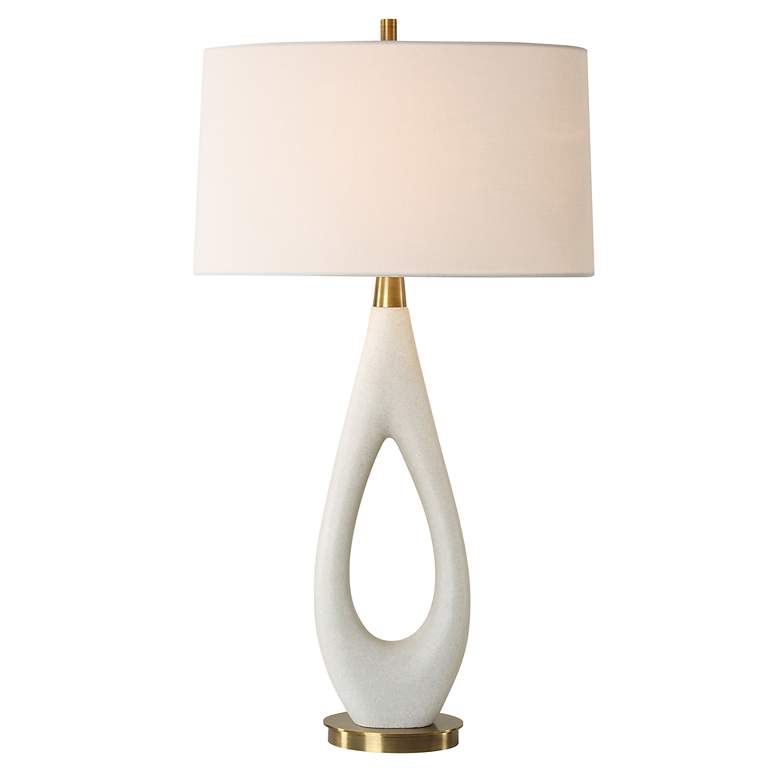 Image 2 Uttermost Promenade 33 1/4" High White Rice Stone Table Lamp