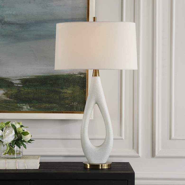 Image 1 Uttermost Promenade 33 1/4" High White Rice Stone Table Lamp