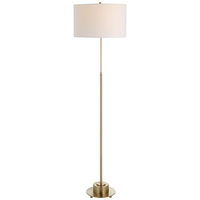 Image 2 Uttermost Prominence Adjustable Height Brass Finish Modern Floor Lamp
