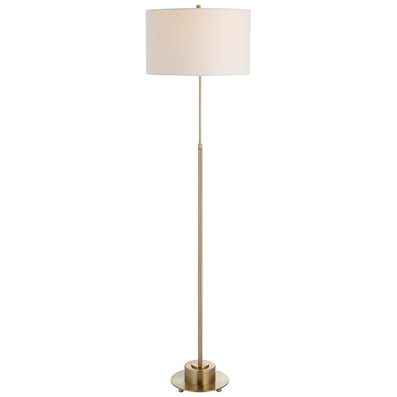Image 2 Uttermost Prominence Adjustable Height Brass Finish Modern Floor Lamp
