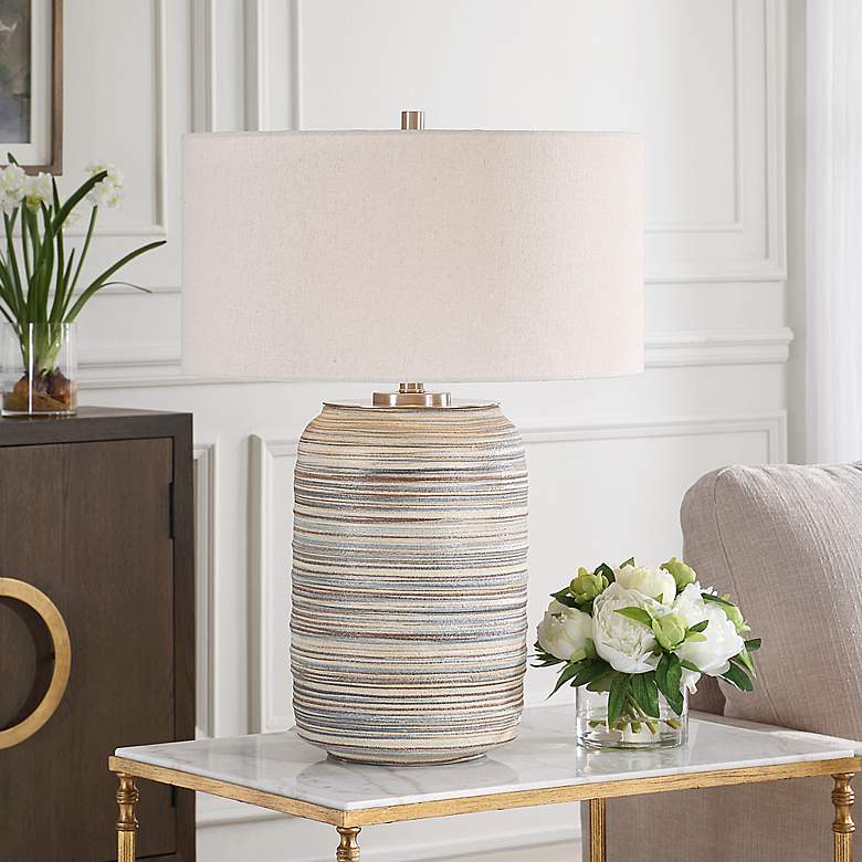Image 1 Uttermost Prospect 27" High Striped Ceramic Table Lamp