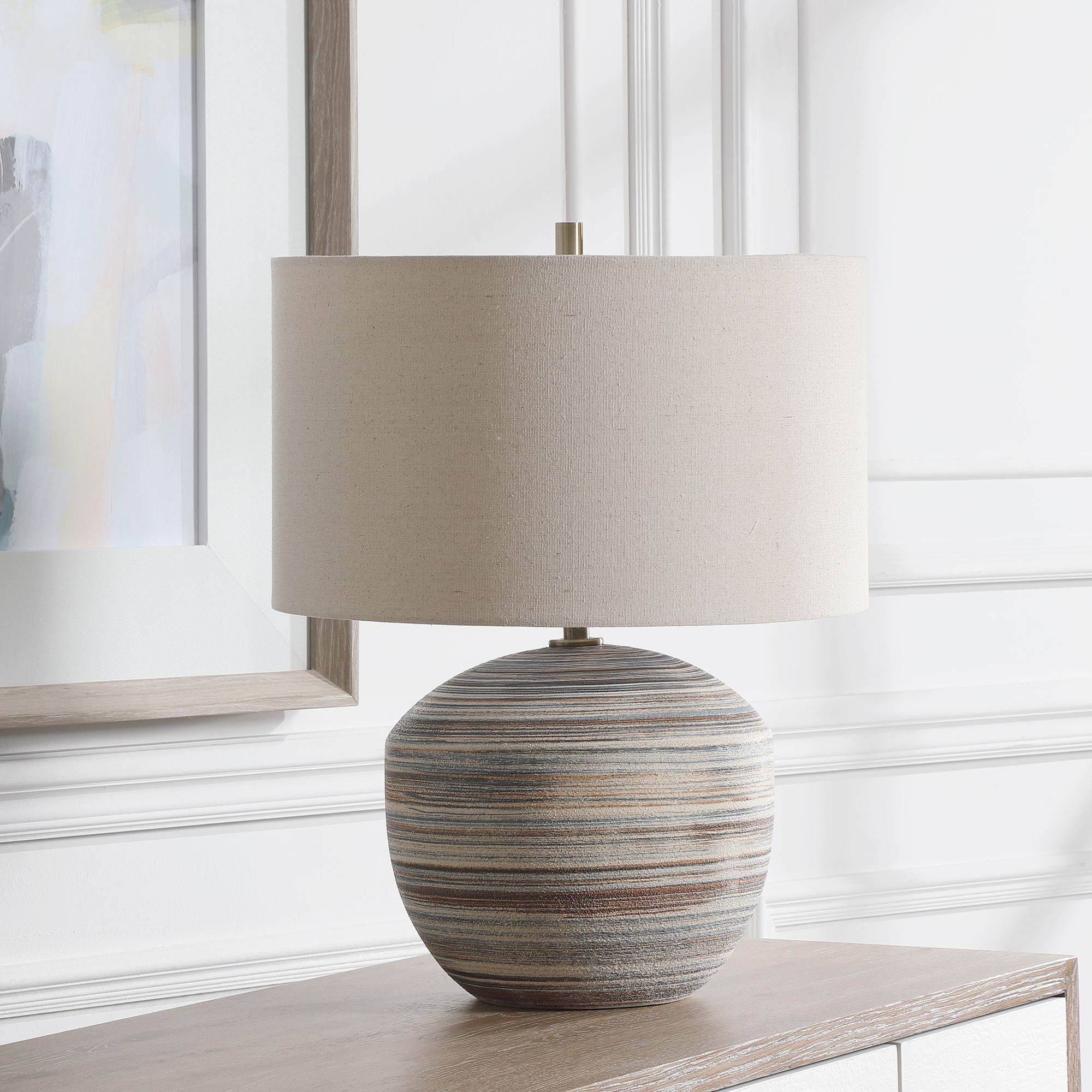 blue and brown table lamps