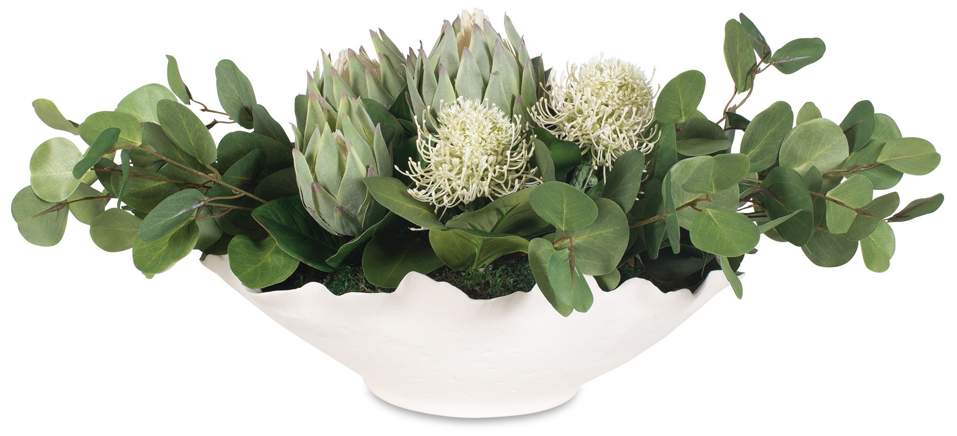 Image 2 Uttermost Protea White Blooms 24" Wide Faux Flower Centerpiece