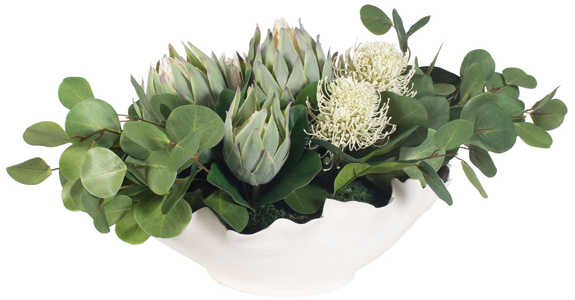 Image 5 Uttermost Protea White Blooms 24" Wide Faux Flower Centerpiece more views