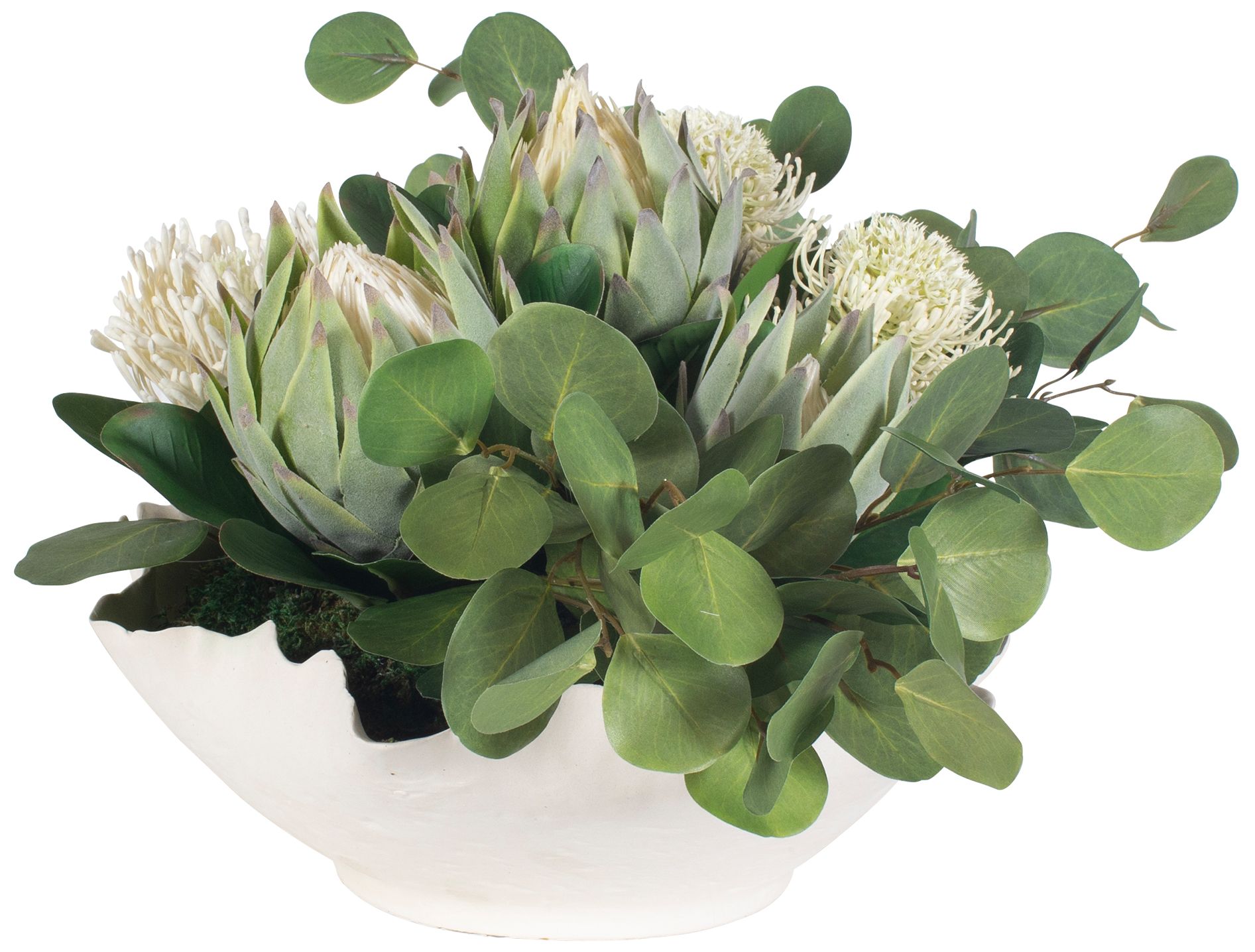 Image 6 Uttermost Protea White Blooms 24" Wide Faux Flower Centerpiece more views