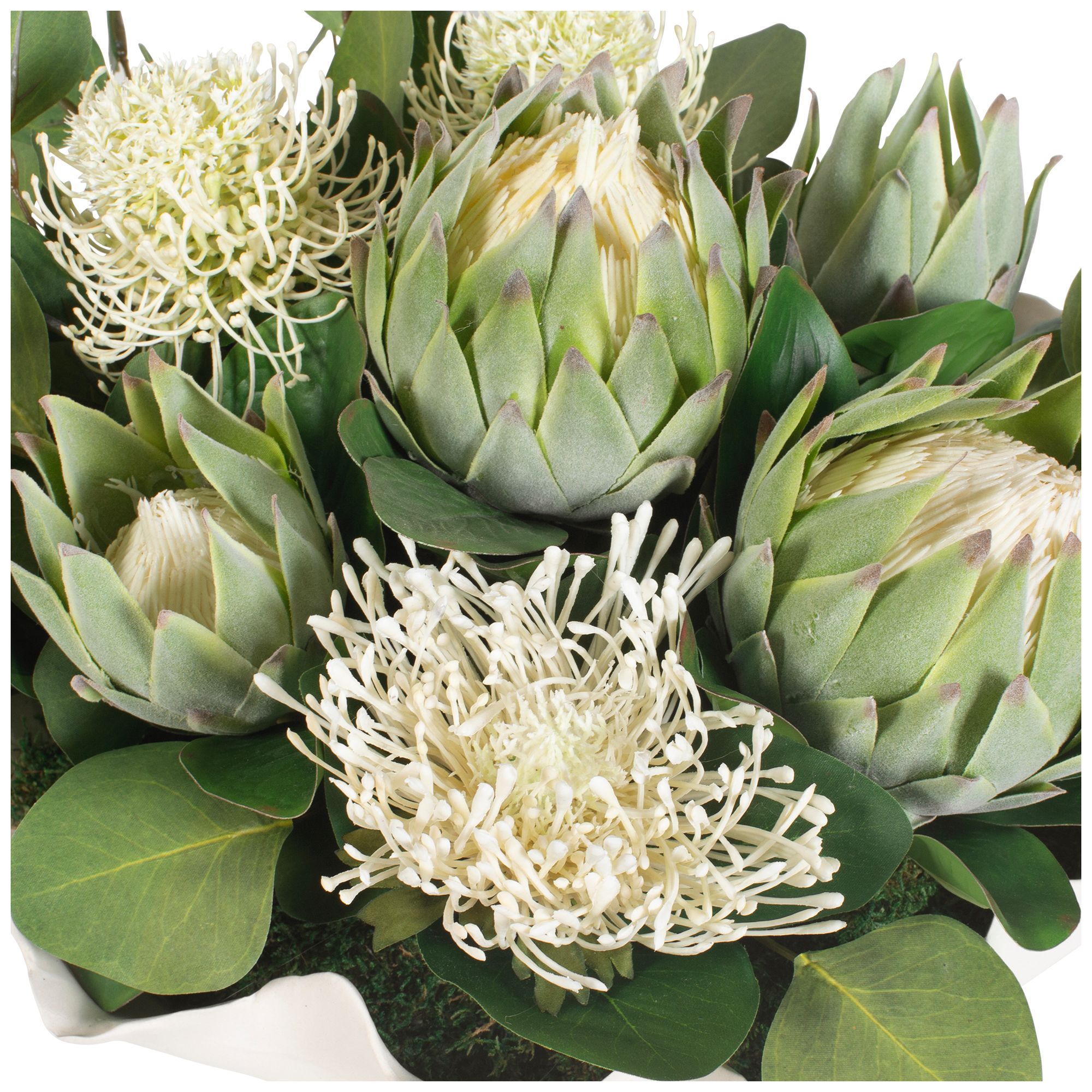Image 7 Uttermost Protea White Blooms 24" Wide Faux Flower Centerpiece more views