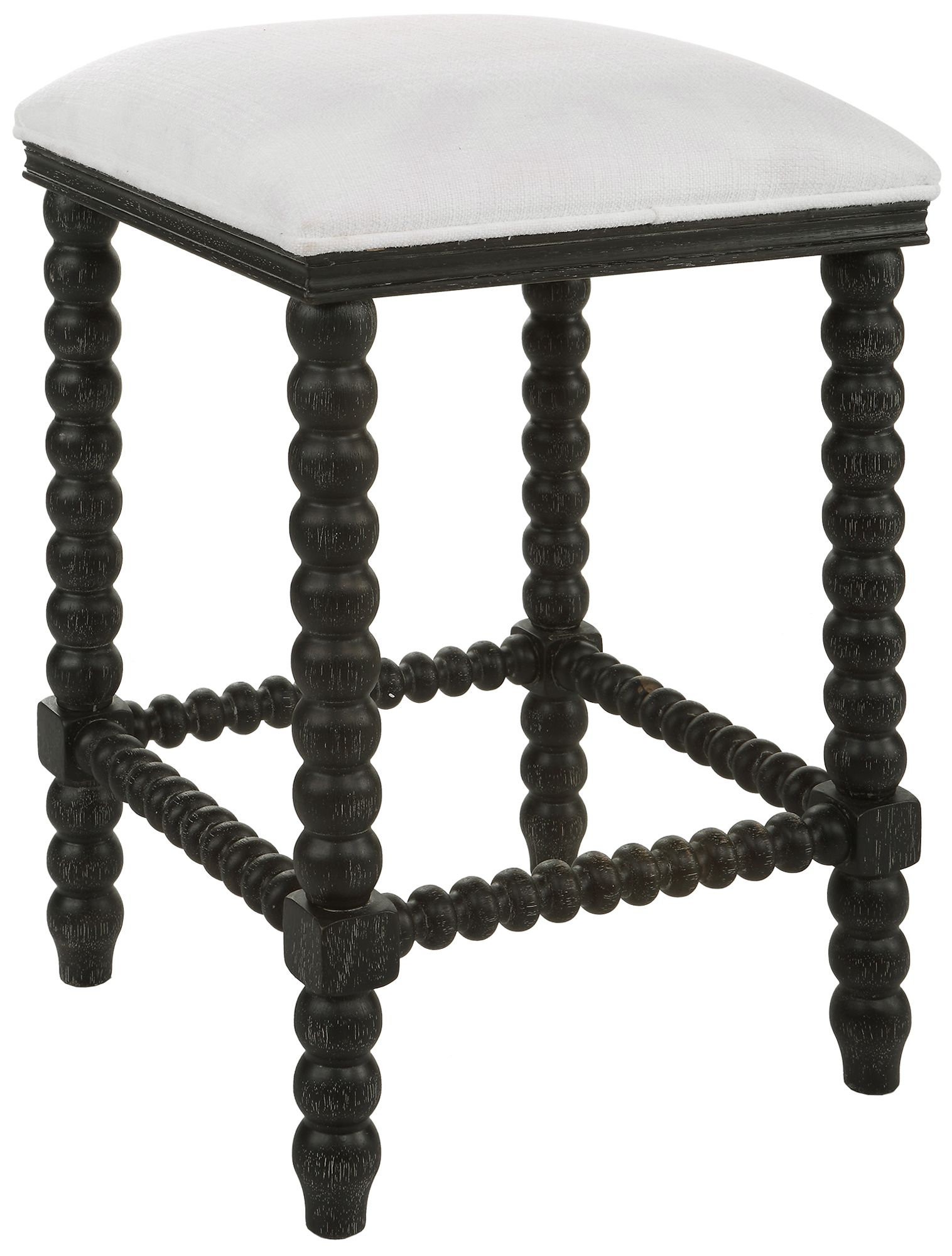 Image 2 Uttermost Pryce 25.5-in H Black Wood Counter Stool with White Fabric Seat