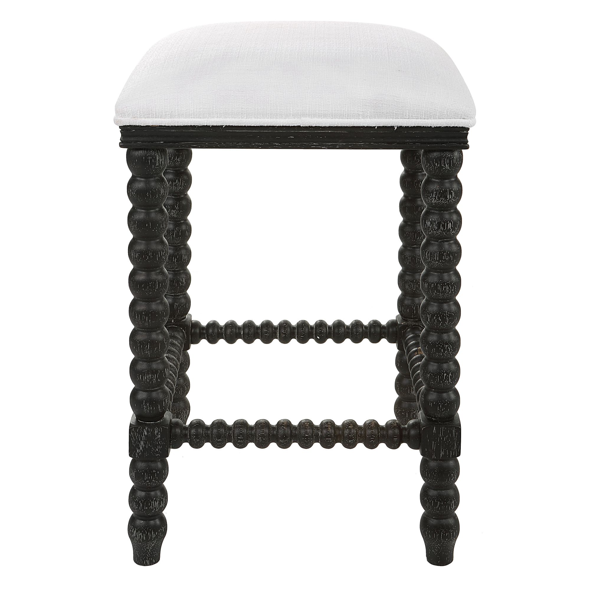 Image 4 Uttermost Pryce 25.5-in H Black Wood Counter Stool with White Fabric Seat more views