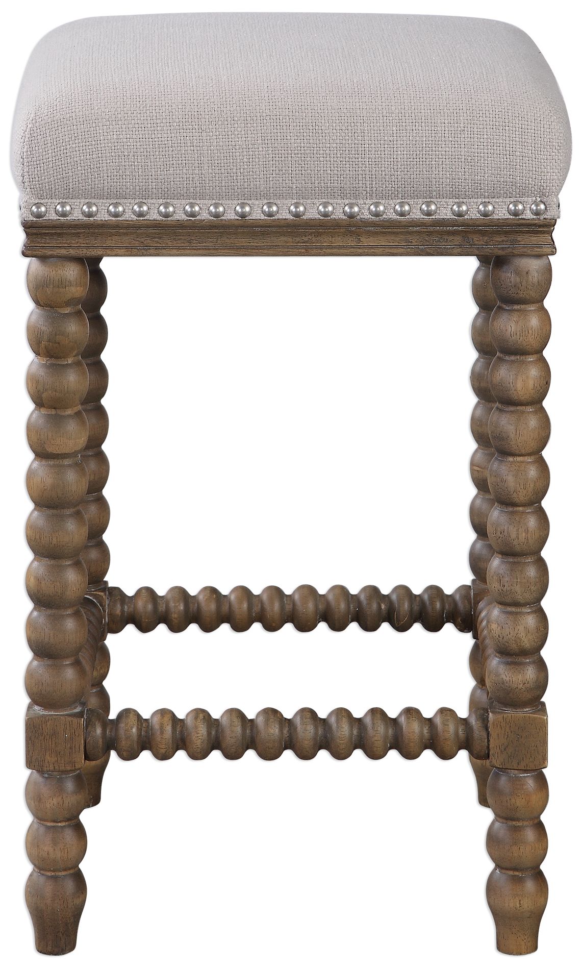 Image 2 Uttermost Pryce 25.5-in Light Walnut with Soft Ivory Fabric Counter Stool