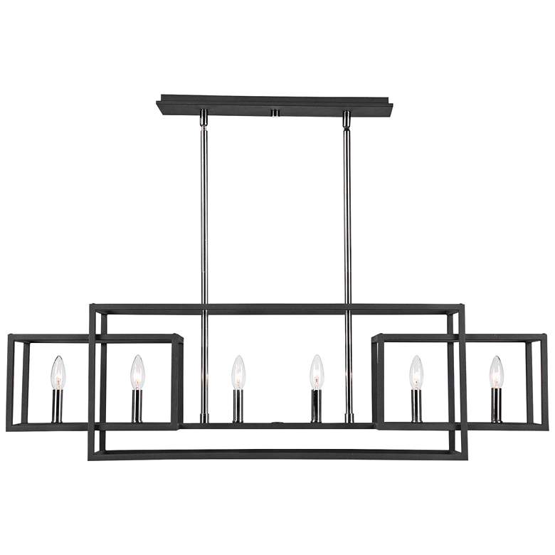 Image 1 Uttermost Quadrangle 44 inch Wide 6-Light Black Rectangular Box Chandelier