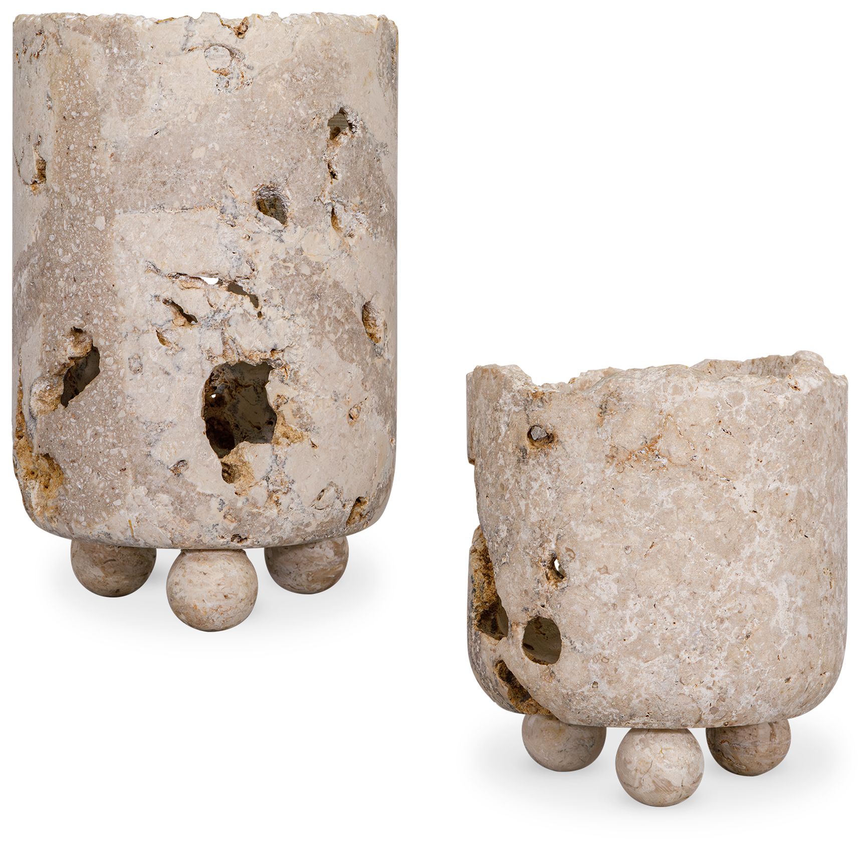 Image 2 Uttermost Quarried Stone Indoor-Outdoor 2-Piece Candleholders