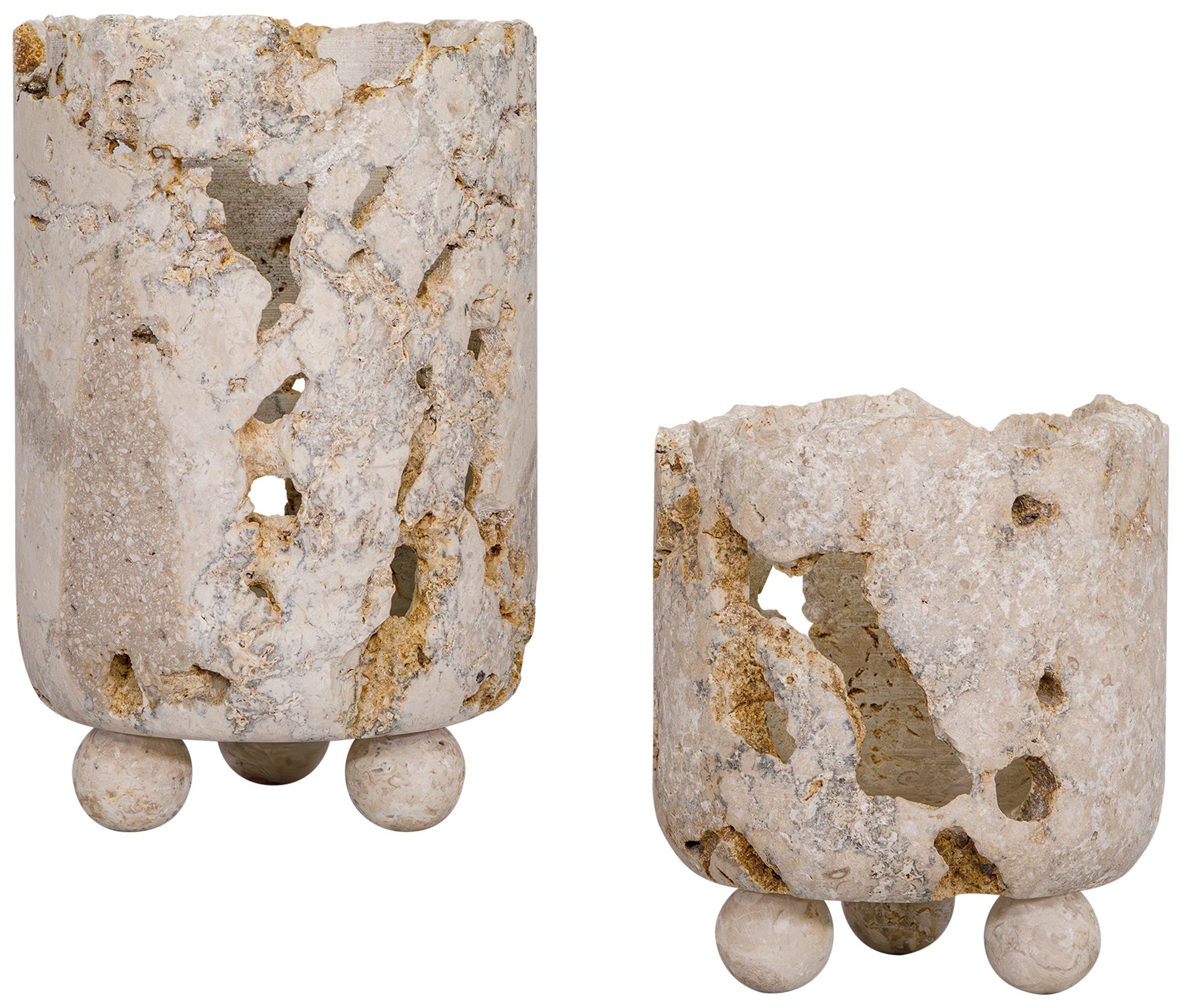 Uttermost Quarried Stone Indoor-Outdoor 2-Piece Candleholders