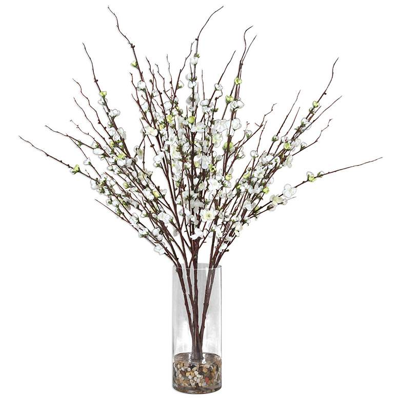 Image 2 Uttermost Quince Blossoms Silk 36" High Faux Flower in Vase