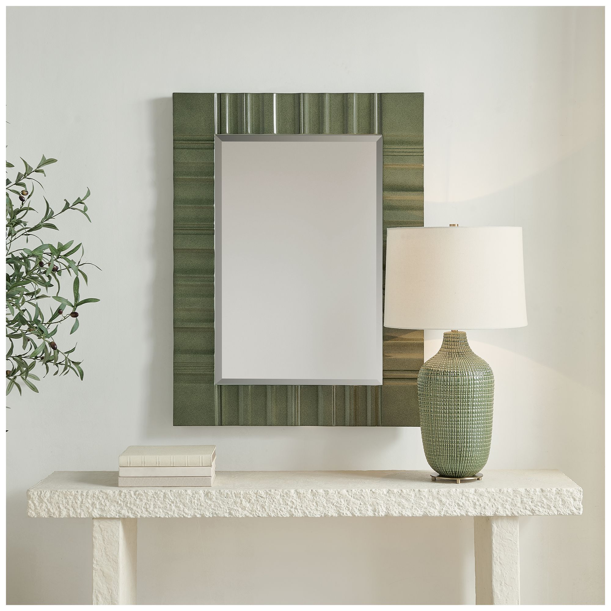 Image 2 Uttermost Quincey Mottled Green 30" x 40" Wall Mirror more views
