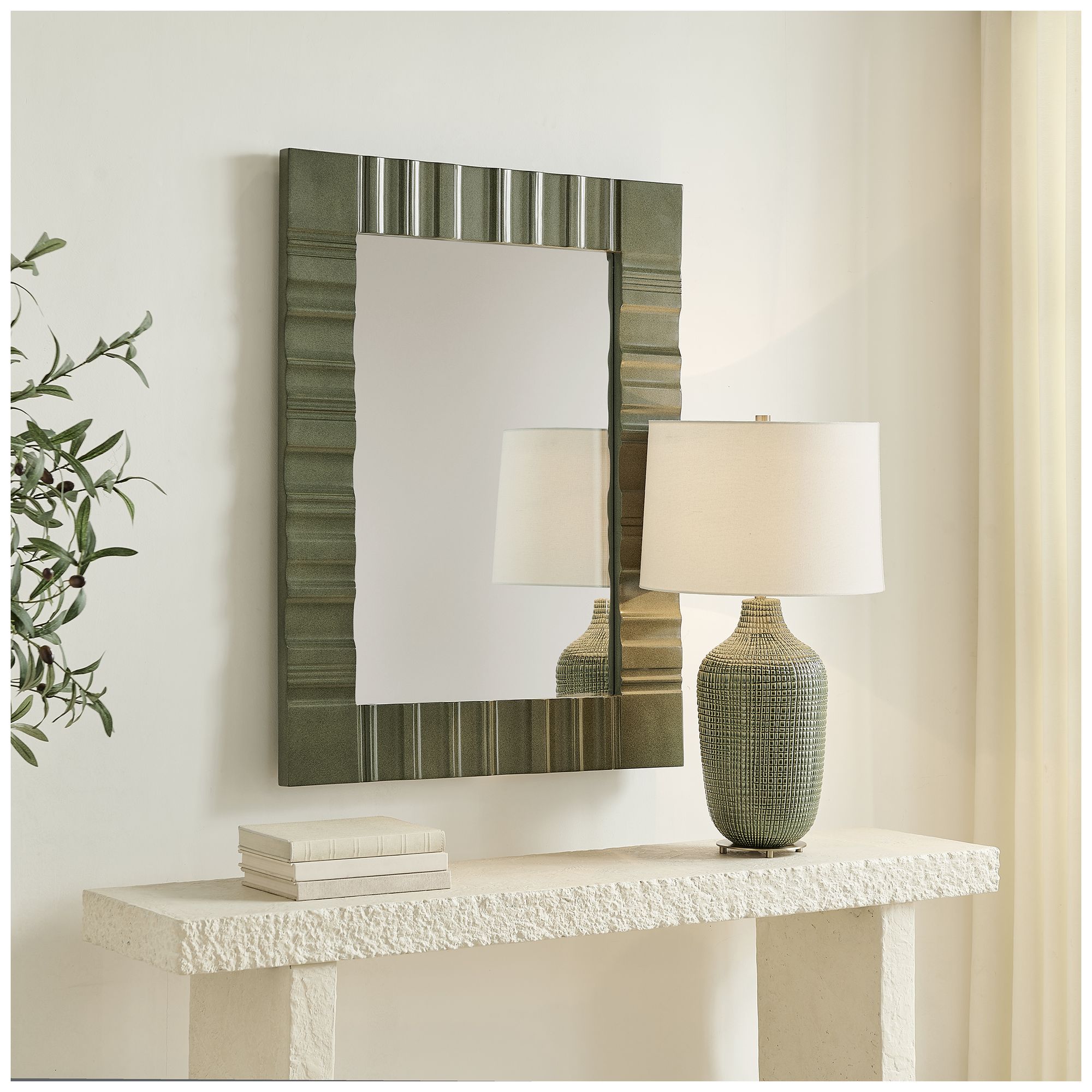 Image 3 Uttermost Quincey Mottled Green 30" x 40" Wall Mirror more views