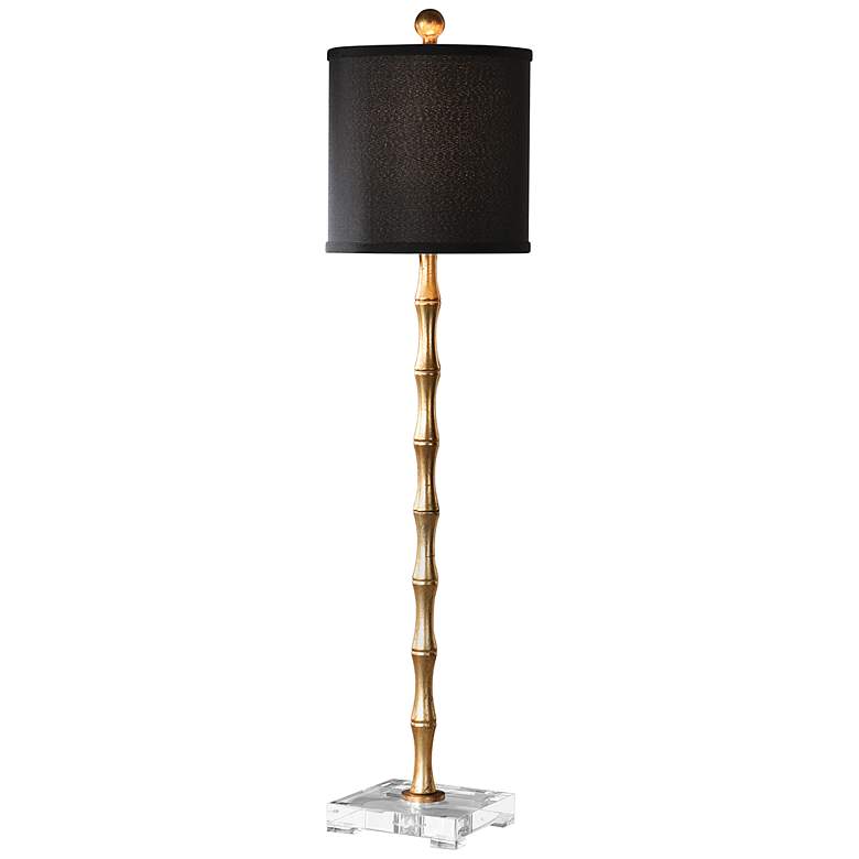 Image 2 Uttermost Quindici 36" Antique Gold Leaf Bamboo Buffet Table Lamp