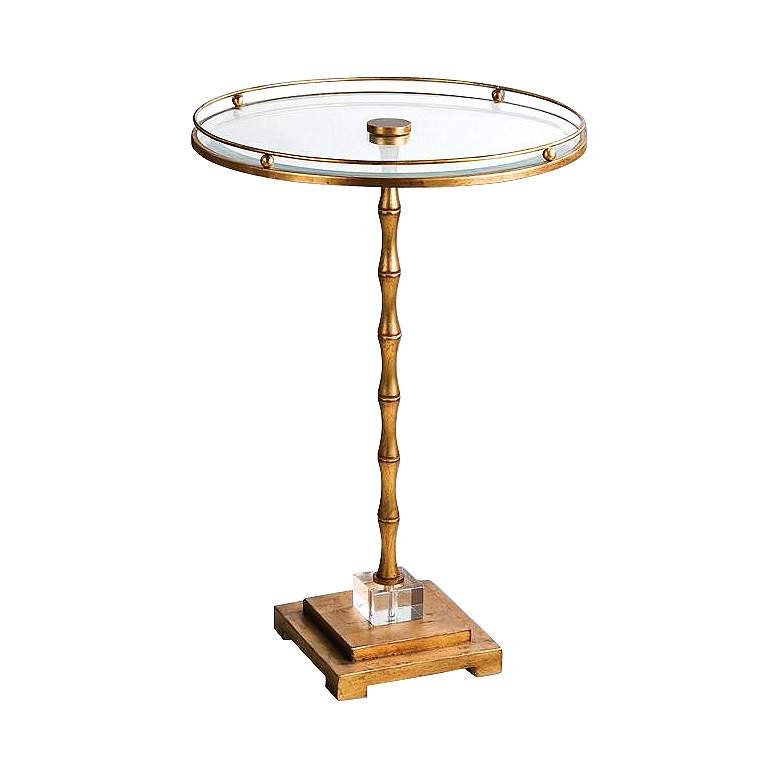 Image 1 Uttermost Quindici Gold Leaf Clear Glass Top Accent Table
