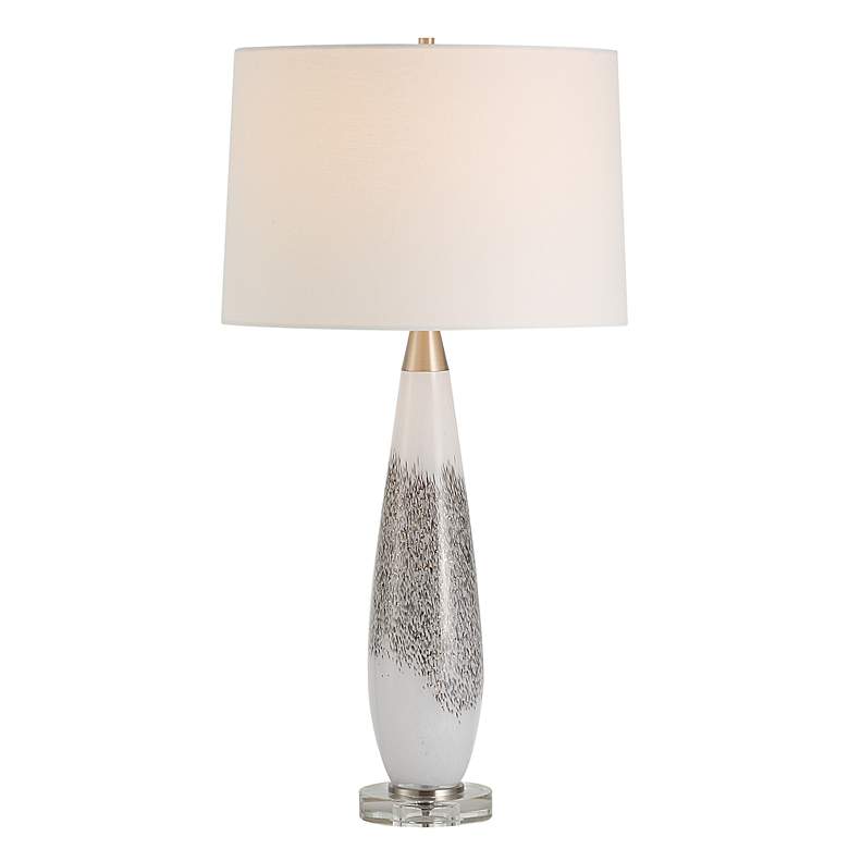 Image 2 Uttermost Quinn White and Mottled Gray Glass Table Lamp