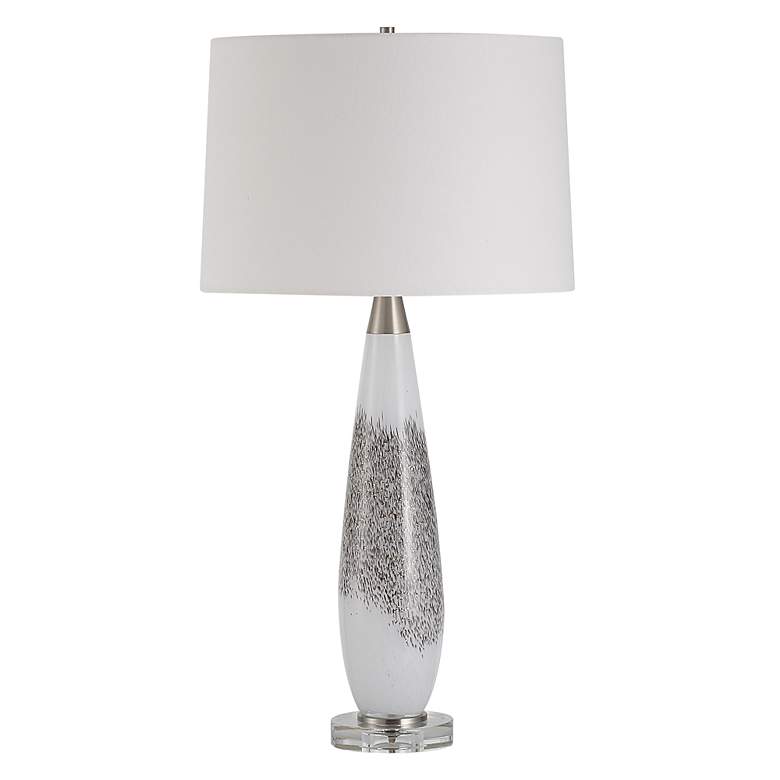 Image 5 Uttermost Quinn White and Mottled Gray Glass Table Lamp more views